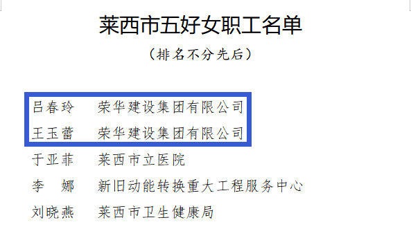集團(tuán)公司職工榮獲萊西市女職工建功立業(yè)創(chuàng)建活動(dòng)多項(xiàng)先進(jìn)個(gè)人(圖3) 集團(tuán)公司職工榮獲萊西市女職工建功立業(yè)創(chuàng)建活動(dòng)多項(xiàng)先進(jìn)個(gè)人(圖3)